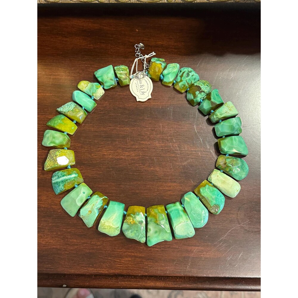 Iris & Lily London Chunky Turquoise Agate Necklace – LUC 925 - Picture 3 of 10